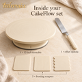 talvemia™ CakeFlow 12-Inch Cake Decorating Turntable Set — Rotating Cake Stand with Offset Spatula & Frosting Scrapers