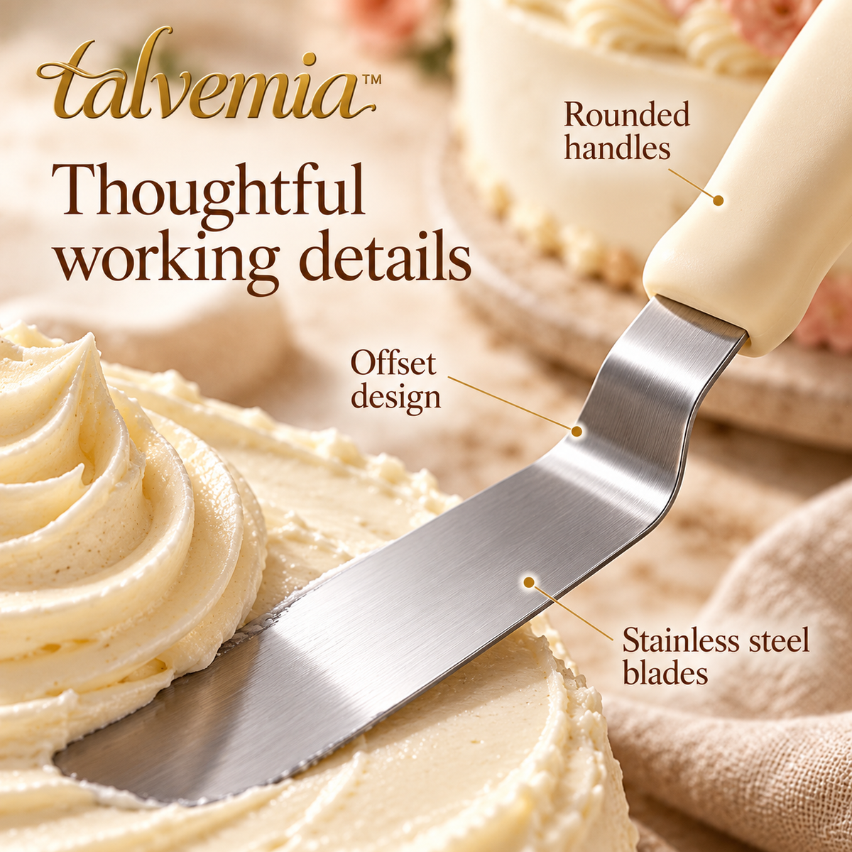 talvemia™ FrostLine Cake Icing Spatula & Scraper Set — Offset Frosting Spreaders, Cake Smoother & Decorating Combs