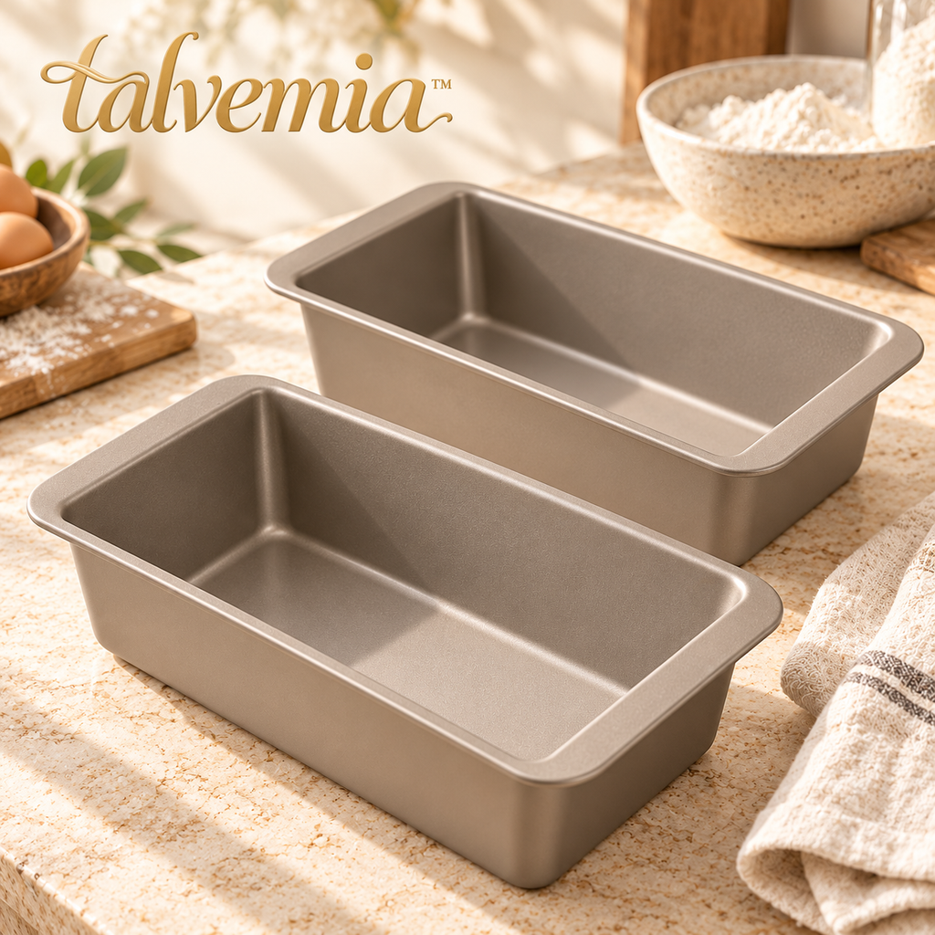 talvemia™ LoafCraft 9 × 5-Inch Loaf Pan Set — 2 Nonstick Bread Baking Pans for Banana Bread, Pound Cake & Quick Breads