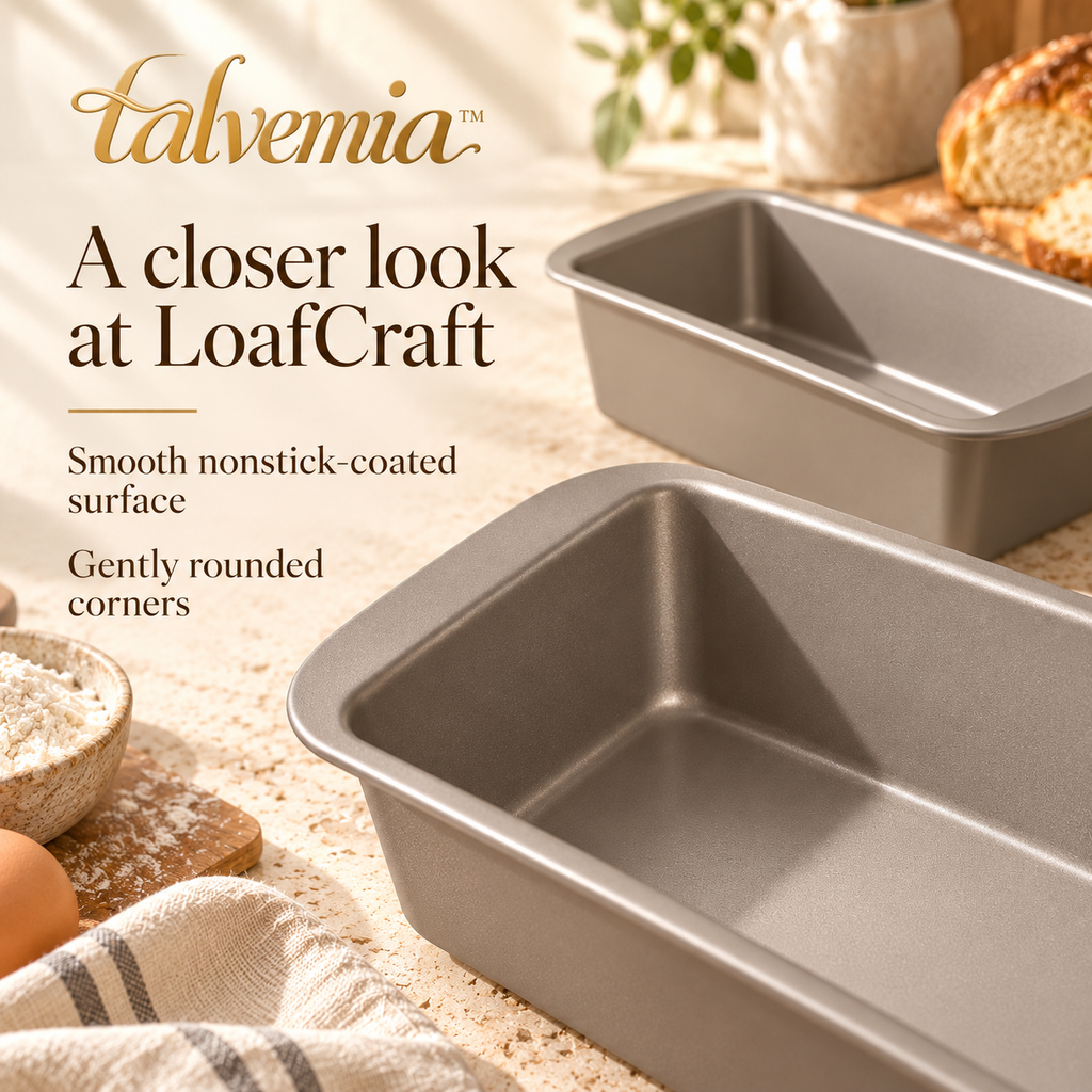 talvemia™ LoafCraft 9 × 5-Inch Loaf Pan Set — 2 Nonstick Bread Baking Pans for Banana Bread, Pound Cake & Quick Breads