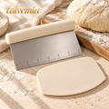 talvemia™ DoughDivide Bench Scraper Set — Stainless Steel Dough Cutter with Inch Markings & Flexible Bowl Scraper