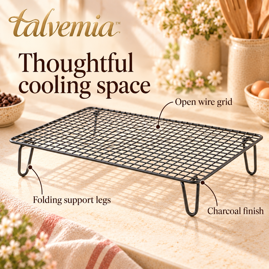talvemia™ CoolTier 3-Tier Stackable Cooling Rack — Folding Wire Baking Racks for Cookies, Muffins & Small Pastries