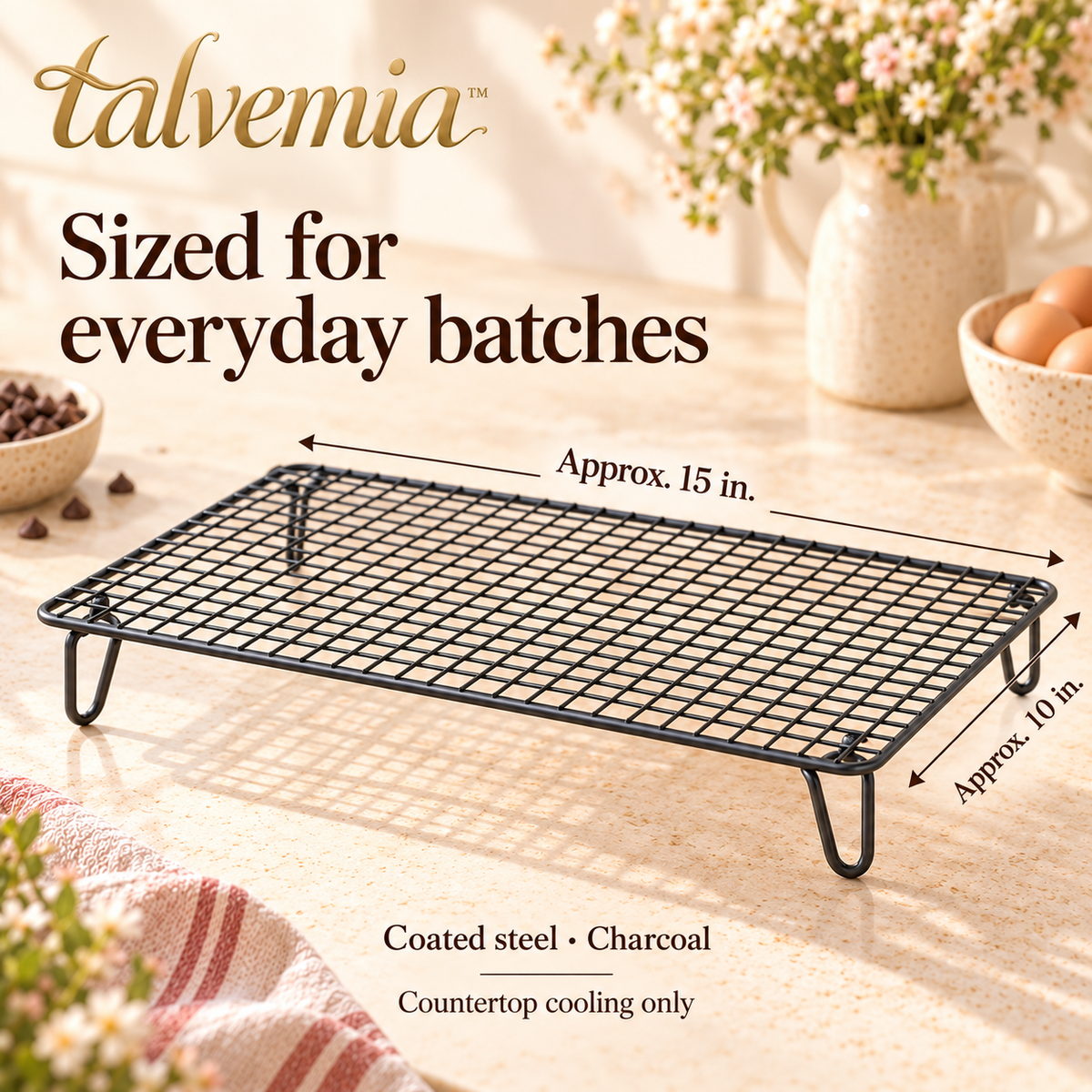 talvemia™ CoolTier 3-Tier Stackable Cooling Rack — Folding Wire Baking Racks for Cookies, Muffins & Small Pastries