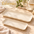 talvemia™ PetalServe Dessert Tray Set — 2 Scalloped Porcelain Serving Platters for Cookies, Brownies, Pastries & Afternoon Tea